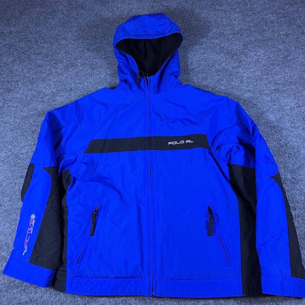 Polo Ralph Lauren Kids Blue Active Hooded Thermal Jacket Size L 16/18 Y2K